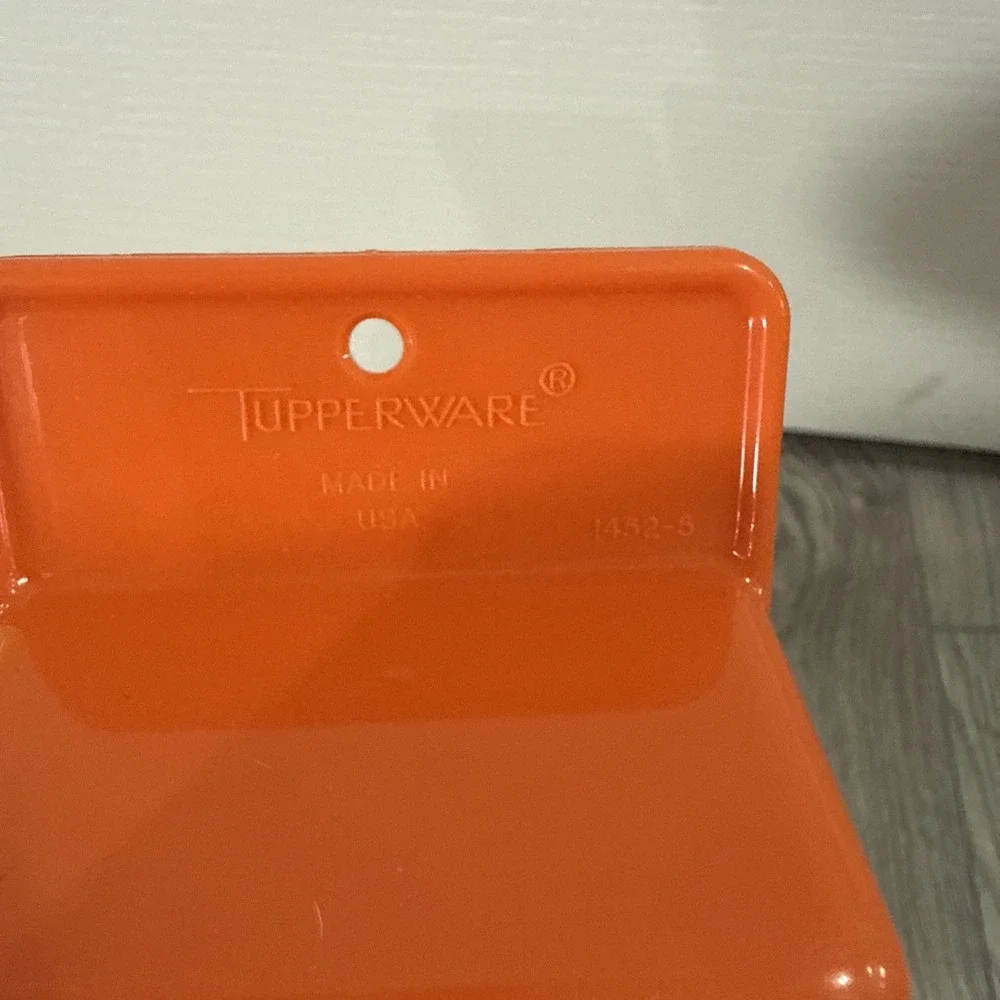 Vintage Tupperware Orange & Yellow Wedge Canister Scoop Flour 1452-5 & 1452-4
